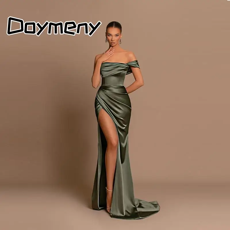 

Женское вечернее платье-Русалка с одним открытым плечом и высоким разрезом