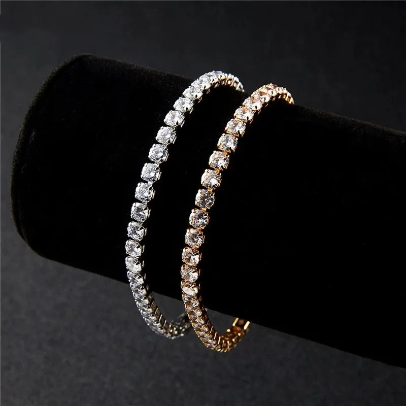 

Bling Single Row Rhinestones Bracelets For Women Crystal Bracelet Bangle Stretch Wedding Bridal Gift Jewelry