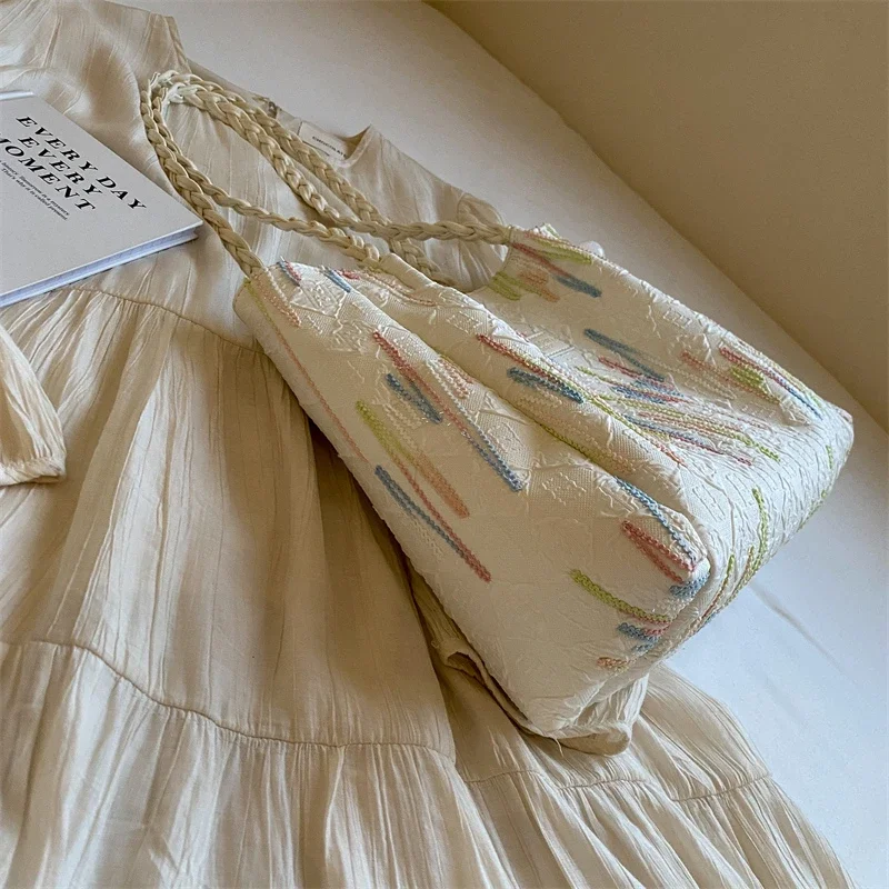 Женская Холщовая Сумка на одно плечо с ручками