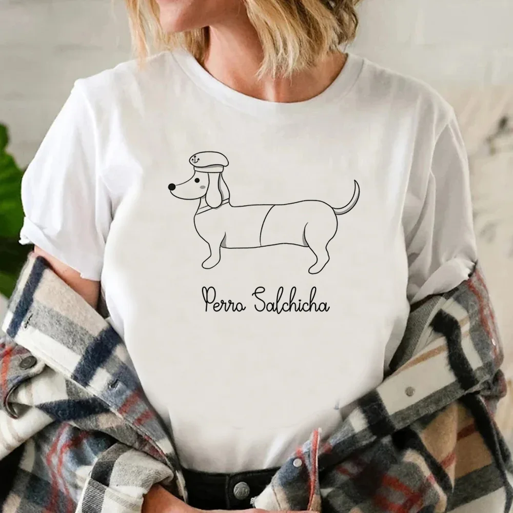 Такса футболка женская дизайнерская забавная девушка одежда