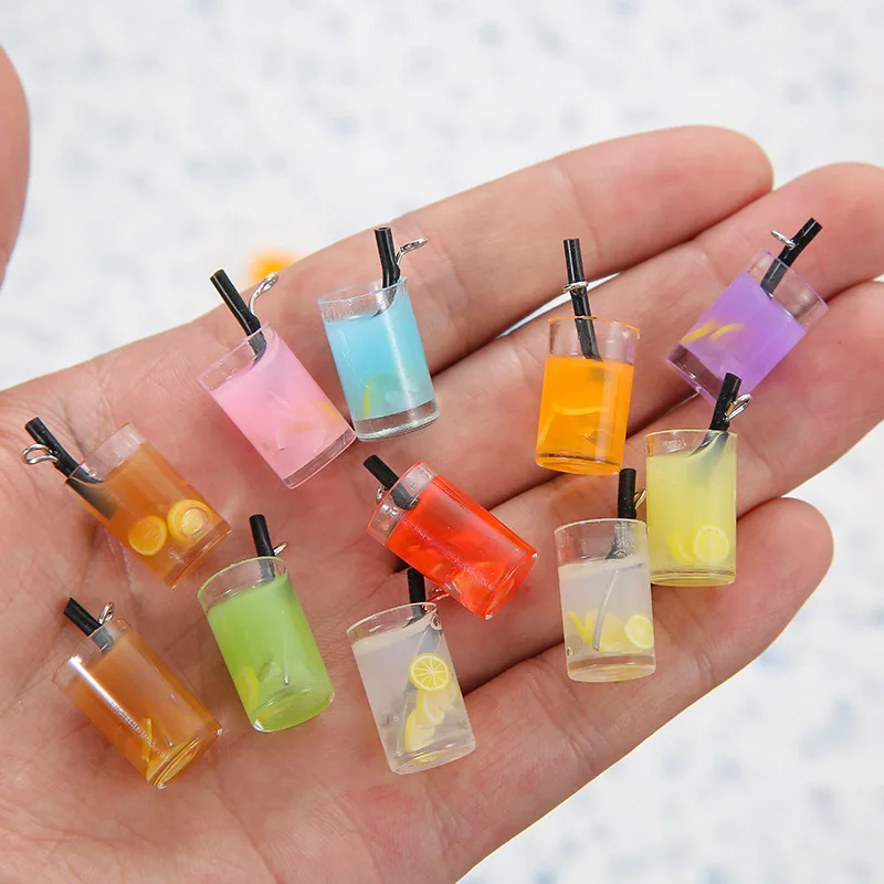 

10pcs Resin Simulation Juice Cup Charms DIY Handmade Jewelry Accessories Necklace Earrings Keychain Pendants 13.5*26mm