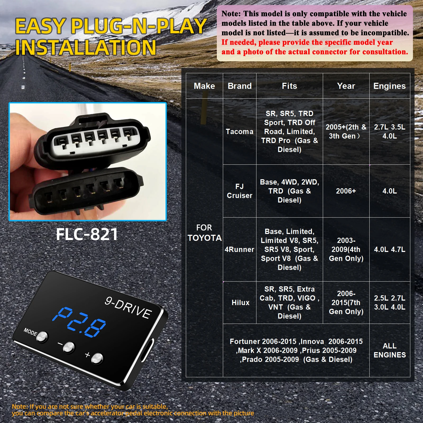 Новый автомобильный контроллер реакции дроссельной заслонки Plug Play, аксессуары для тюнинга, 9 приводов, 5 режимов, цифровой гоночный акселератор, мощный усилитель