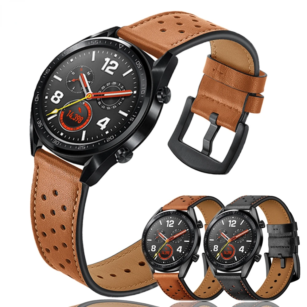 

Ремешок для Samsung Galaxy watch 3 4 45 мм 46 мм amazfit Pace GTS BIP U gtr 2 3 Pro, браслет из натуральной кожи для Huawei watch GT 2 3 PRO