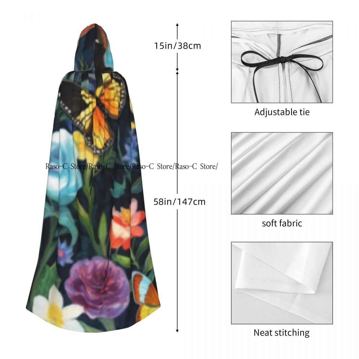 Фотофон с капюшоном и цветочным рисунком бабочек