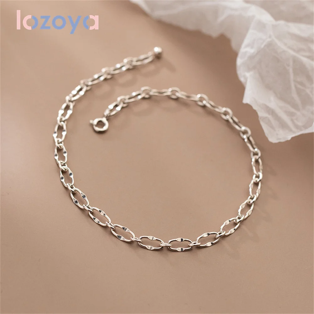 

Женский браслет из серебра 925 пробы LOZOYA, овальная цепочка с шармами, модные роскошные ювелирные украшения из циркония, аксессуары