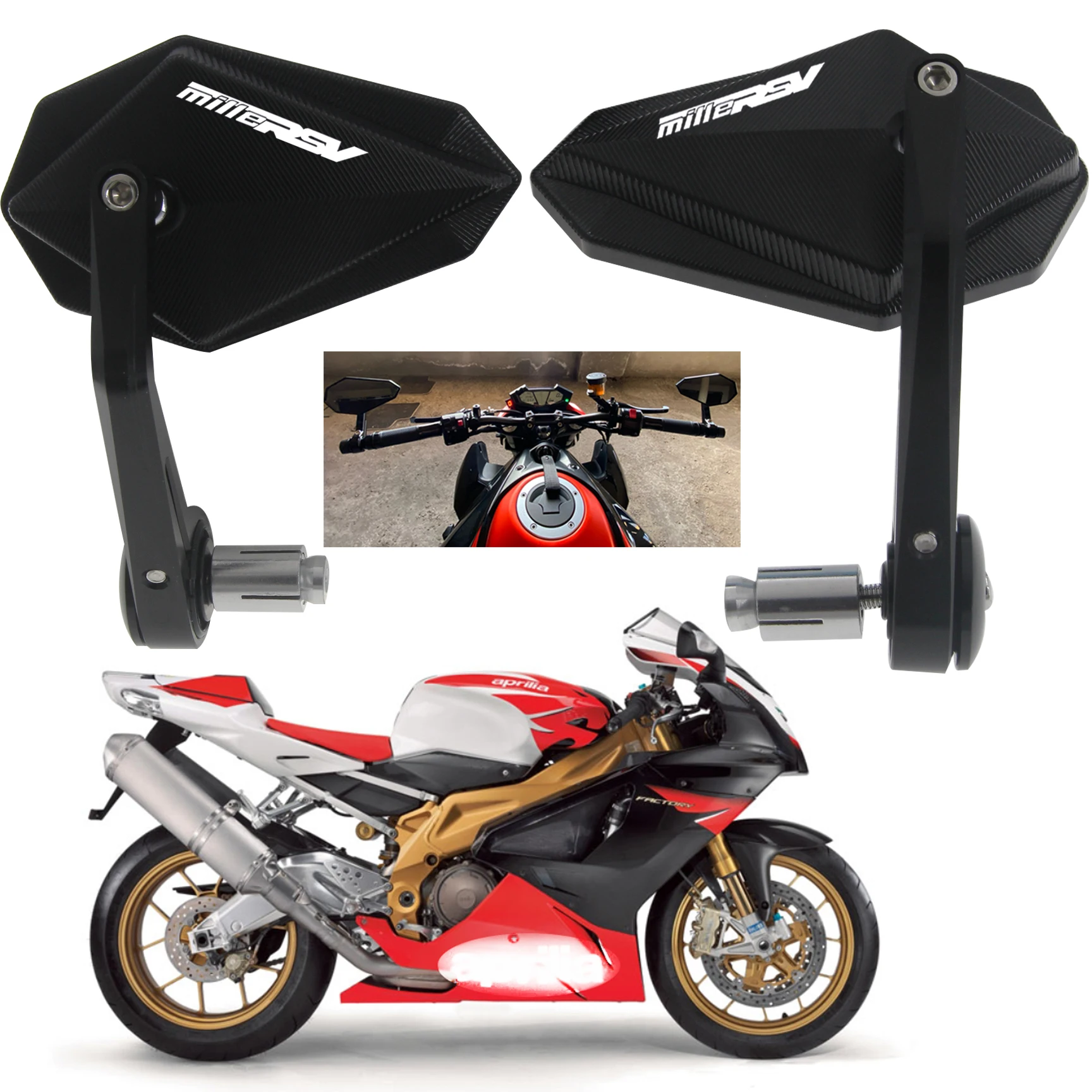 Фото Алюминиевые зеркала заднего вида для мотоциклов с ЧПУ, для Aprilia RSV Mille 1998-2004 годов выпуска (1999, 2000, 2001, 2002, 2003) №1