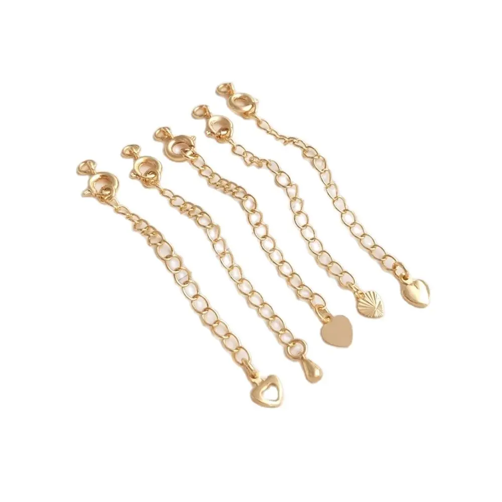 

14K Plating Gold Filled Extension chain hand material DIY bracelet necklace end spring buckle head accessories