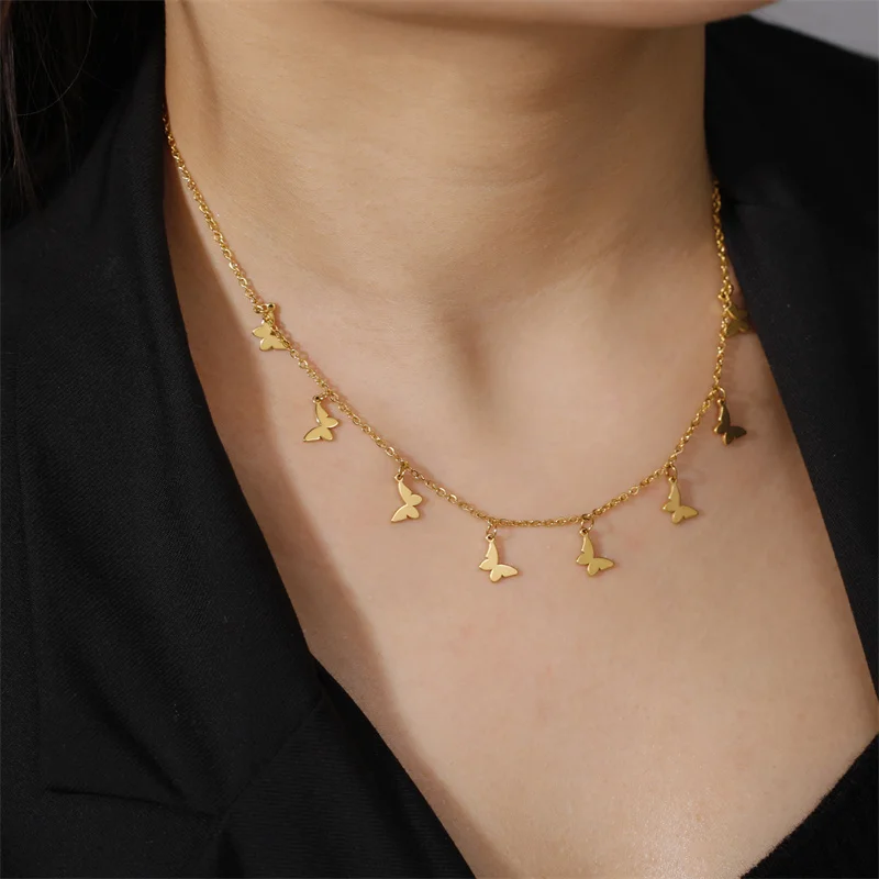 

Butterfly Necklace Gold Color Exquisite Clavicle Collar Chain Necklace Pendant Women's Girl Jewelry for Ladies Gift Wholesale
