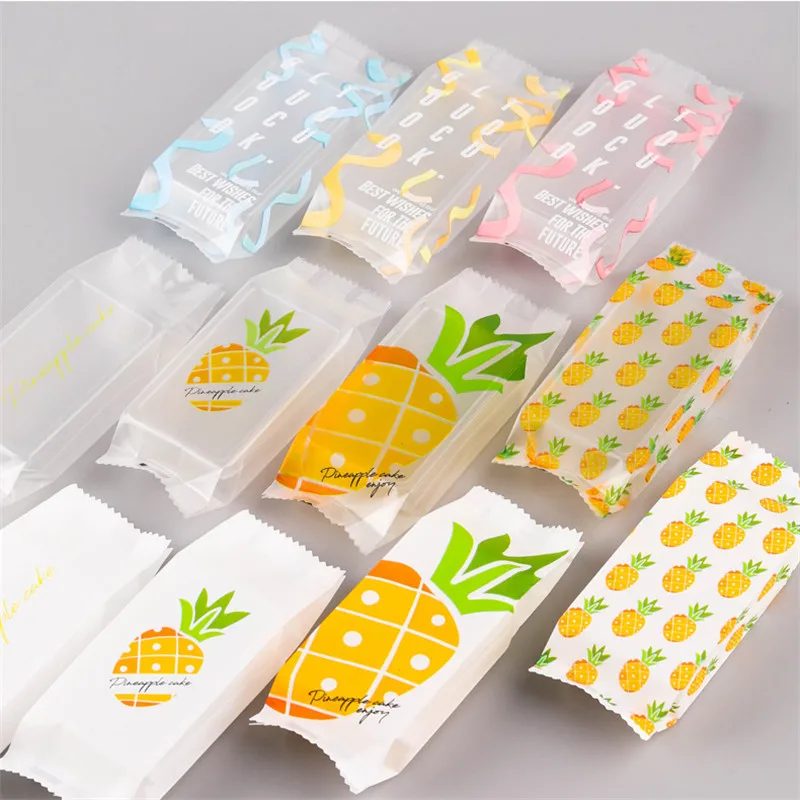 

100pcs/lot Pineapple Printed Plastic Bag for Wholesale DIY Handmade Items Cookies Candy Dragee Packaging Machine Sealing Bag