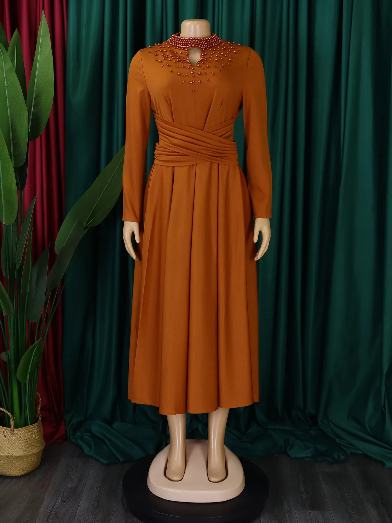 Элегантные церковные платья для женщин трапециевидные с длинными рукавами