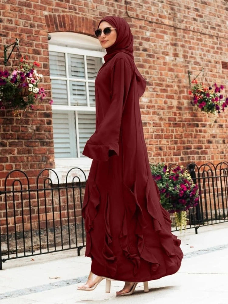 Muslim Fashion Women Dress Tunic Flowy Cardigan 2021 Summer Dubai Elegant Long Skirt Kaftan Turkish Moroccan Female Dresses