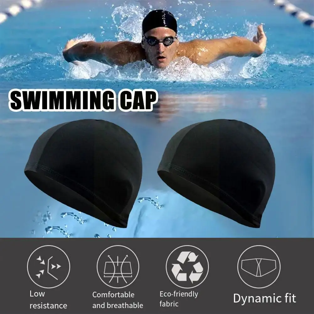 

2pcs Swimming Caps Sunscreen Hat For Men Women Elastic Dacron Ear Protection Long Hair Swimming Pool Hat A5F2