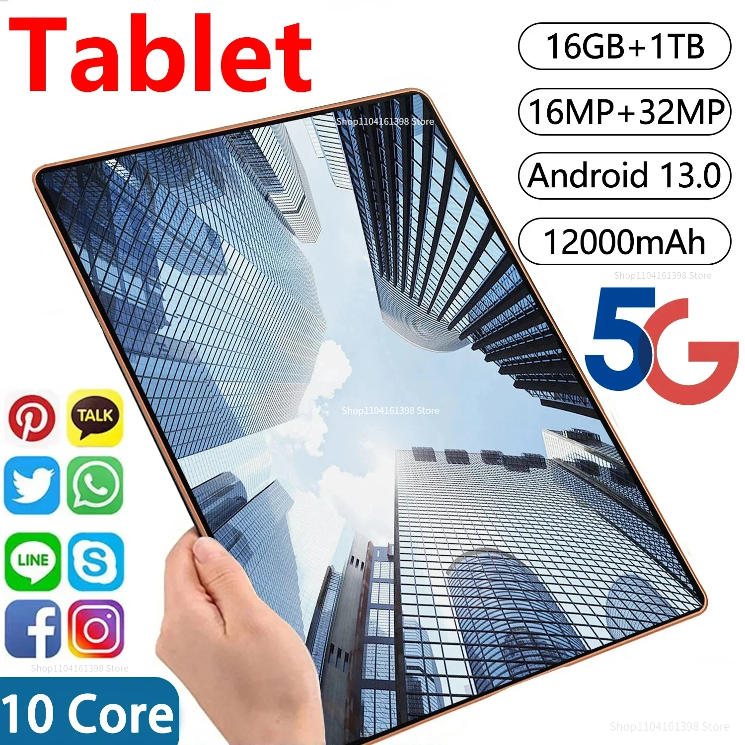 Оригинальный планшетный ПК 12,0 дюймов сеть Android 13,0 16 Гб ОЗУ 1 ТБ ...