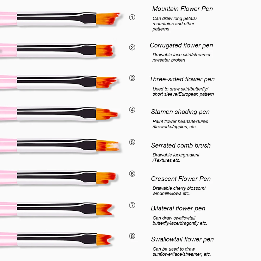 

Кисти для ногтей 8 шт., ручка для рисования с резьбой по цвету, для создания гель-лака, для маникюра, фототерапии, инструменты для салона