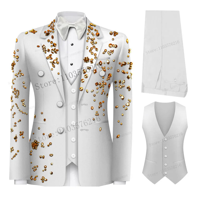 Роскошные мужские костюмы из трех предметов однобортные на 2 пуговицах смокинг