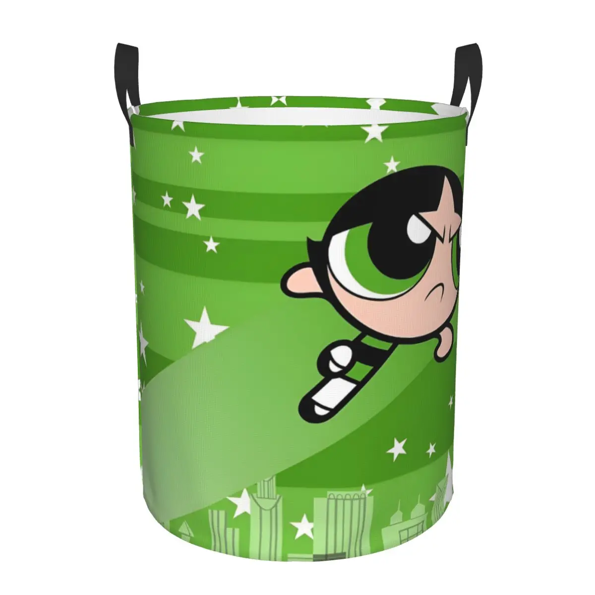 Фото Складная корзина для белья Custom Poweres Anime Puffes: большая корзина для хранения одежды с рисунком цветка баттеркап и кролика для девочек №1