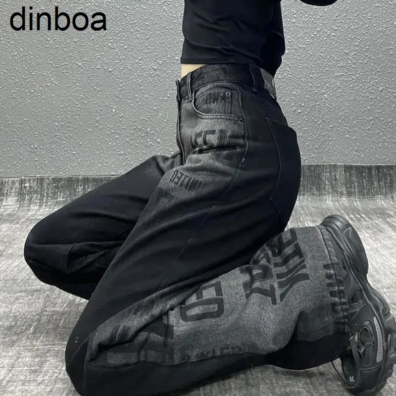 

Джинсы женские в готическом стиле, винтажные брюки из денима с завышенной талией, в стиле Харадзюку, свободные штаны, уличная одежда, черные,...