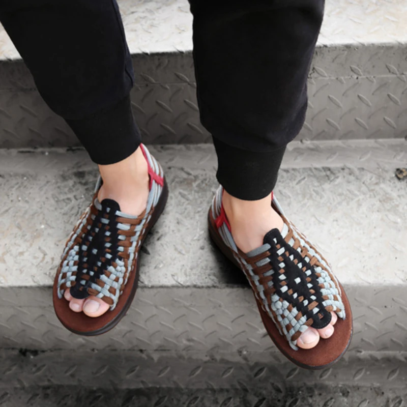 

2022 Summer New Woven Shoes Men's Sandals Summer Sandals Men's Trend Casual Thick-soled Sandals Trendy Temperament