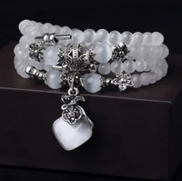 natural crystal opal survival bracelet white cats eye buddha prayer beads for girls gift best friends drop shipping