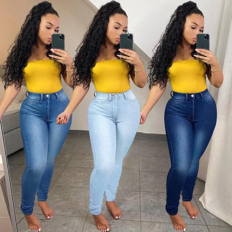 

Women Jeans Spring Summer High Waist Slim Stretch Jeans Women Casual Button Denim Pencil Pants Trousers Streetwear Vintage Jeans