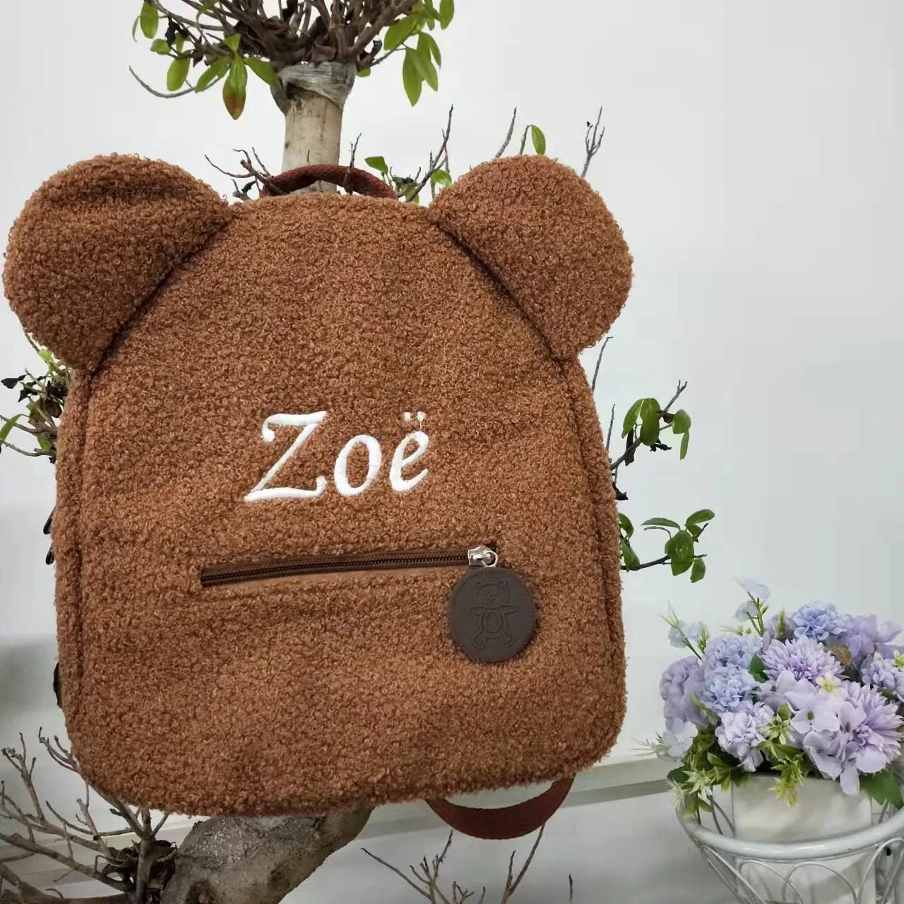 

Рюкзак с вышивкой медведя, портативный детский дорожный рюкзак для покупок с вышивкой, женский рюкзак на плечо с милым медведем