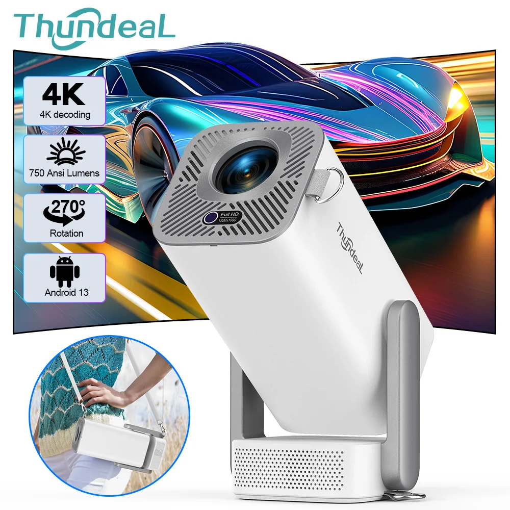 Фото ThundeaL Новый TD80Pro 4K Full HD Android-проектор 750 Ansi Домашний кинотеатр TD80 Pro Видео Портативный мини-3D-проектор Модернизированный TD80W №1