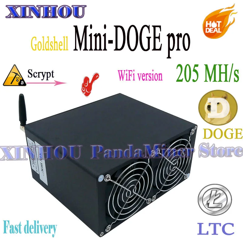 New WiFi version Goldshell Mini DOGE pro 205MH/s 220W Dogecoin LTC miner More economical than Asic KD6 KD5 KD-BOX LT5 LT6 L3+ A1