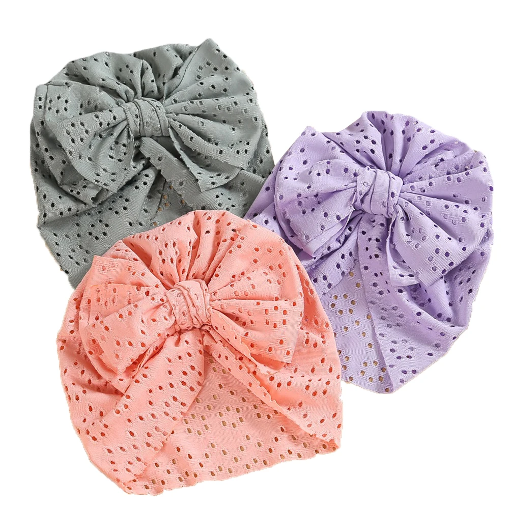 

Solid Color Baby Hat Bow Knot Indian Hat Elastic Kid Beanie Breathable Baby Girl Bonnet for Newborn Infant Accessories 0-3Years