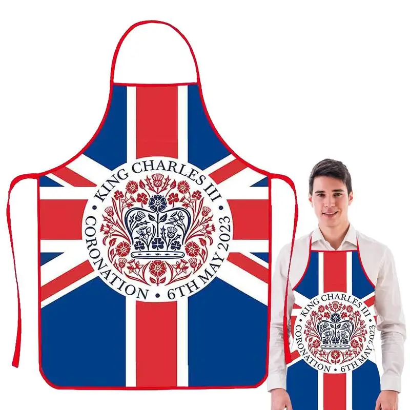 

Фартук для выпечки Charles Coronation, износостойкий фартук с принтом Union Jack для выпечки, для кухни, магазина, сада, ресторана, бармена