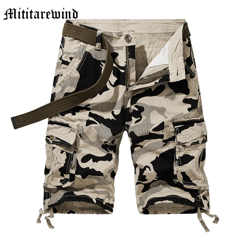 

Мужские камуфляжные шорты до колена, Свободные повседневные брюки большого размера в стиле милитари