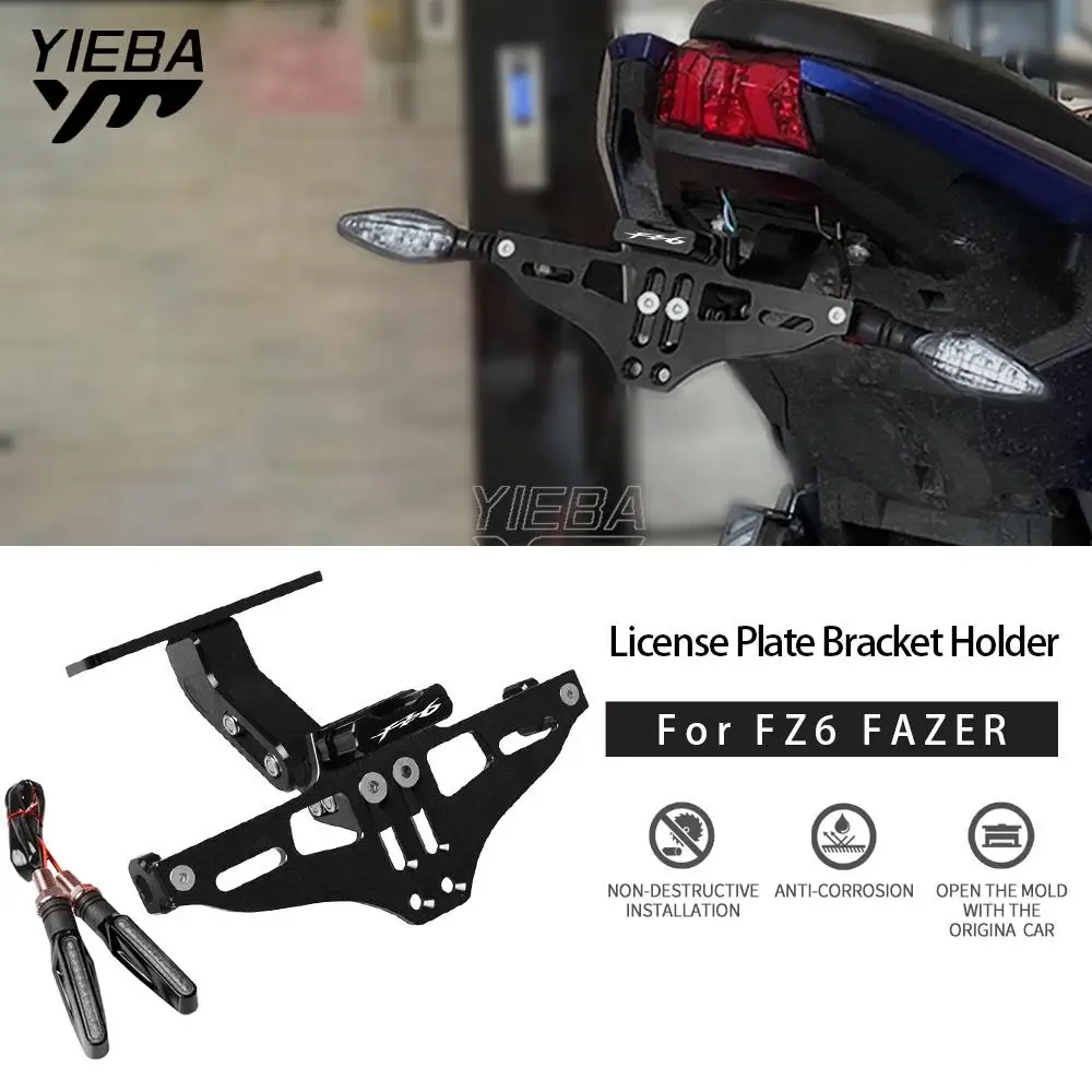 

Motorcycle Universal Adjustable Rear Tail Tidy License Plate Holder Bracket LED Light FOR YAMAHA FZ6 FAZER FZ6FAZER 2004-2010