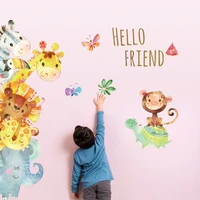 new cartoon monkey elephant giant turtle butterfly pvc wall stickers living room bedroom kids room door home decoration painting