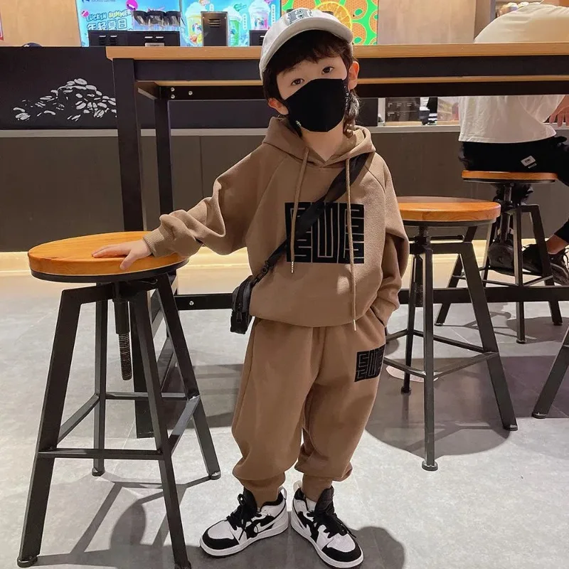 

Boys Winter Plus Velvet Warm Pullover Tops+Pants 2pcs Set Children Cotton Sweatshirts Sports Casual Clothes Suit Boys Clothes