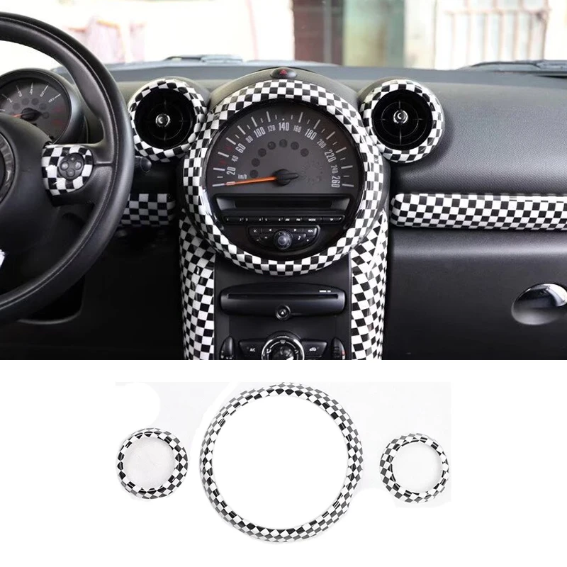 Фото Для MINI ONE Cooper S JCW R60 R61 кольцо на панель приборной панели автомобиля декоративная крышка вентиляционное отверстие наклейка аксессуары для модификации интерьера №5