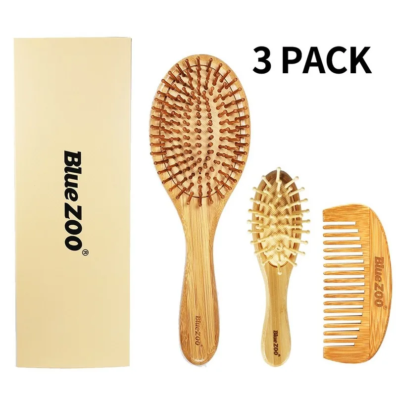 

BlueZOO Massage Air Cushion Air Bag Comb Anti-static Bamboo Bristle Needle Massage Hair Comb 3 Sets