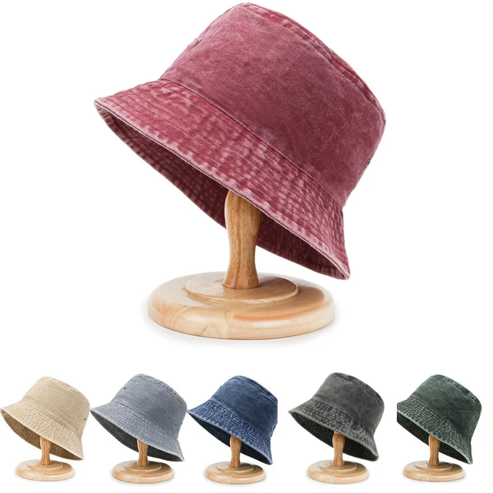 

2022 Retro Bucket Hat Denim Washed Women Men Fisherman Hat Summer Fishing Beach Festival Sun Cap Fisher Cap Adults Outdoor Cap