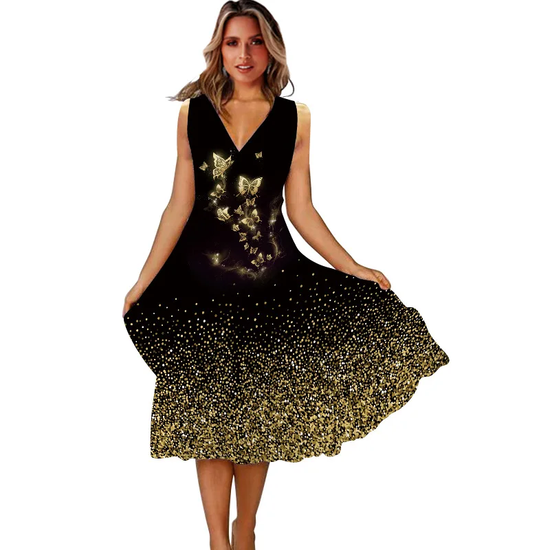 

Женское платье-макси с V-образным вырезом, без рукавов