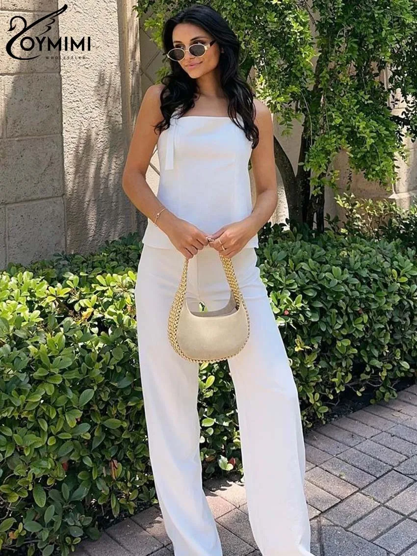 Oymimi повседневные белые комплекты для женщин комплект из 2 предметов модные