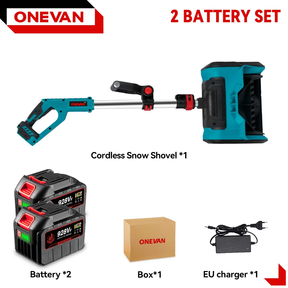 

ONEVAN 2000 Вт Бесщеточный электрический снегоочиститель 250 мм Беспроводная подметальная машина для снега Лопата для снега Чистый уличный двор для батареи 21 В 18 В
