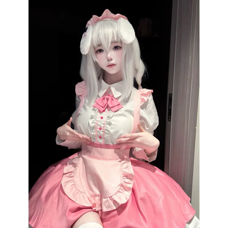 Фото Amairo Шоколад ‌   Yukimura Chieri Ogimi Ichika Косплей Костюм Девушка Розовое Платье Лолиты Реквизит Хэллоуин Вечеринка Милая Униформа Горничной №3
