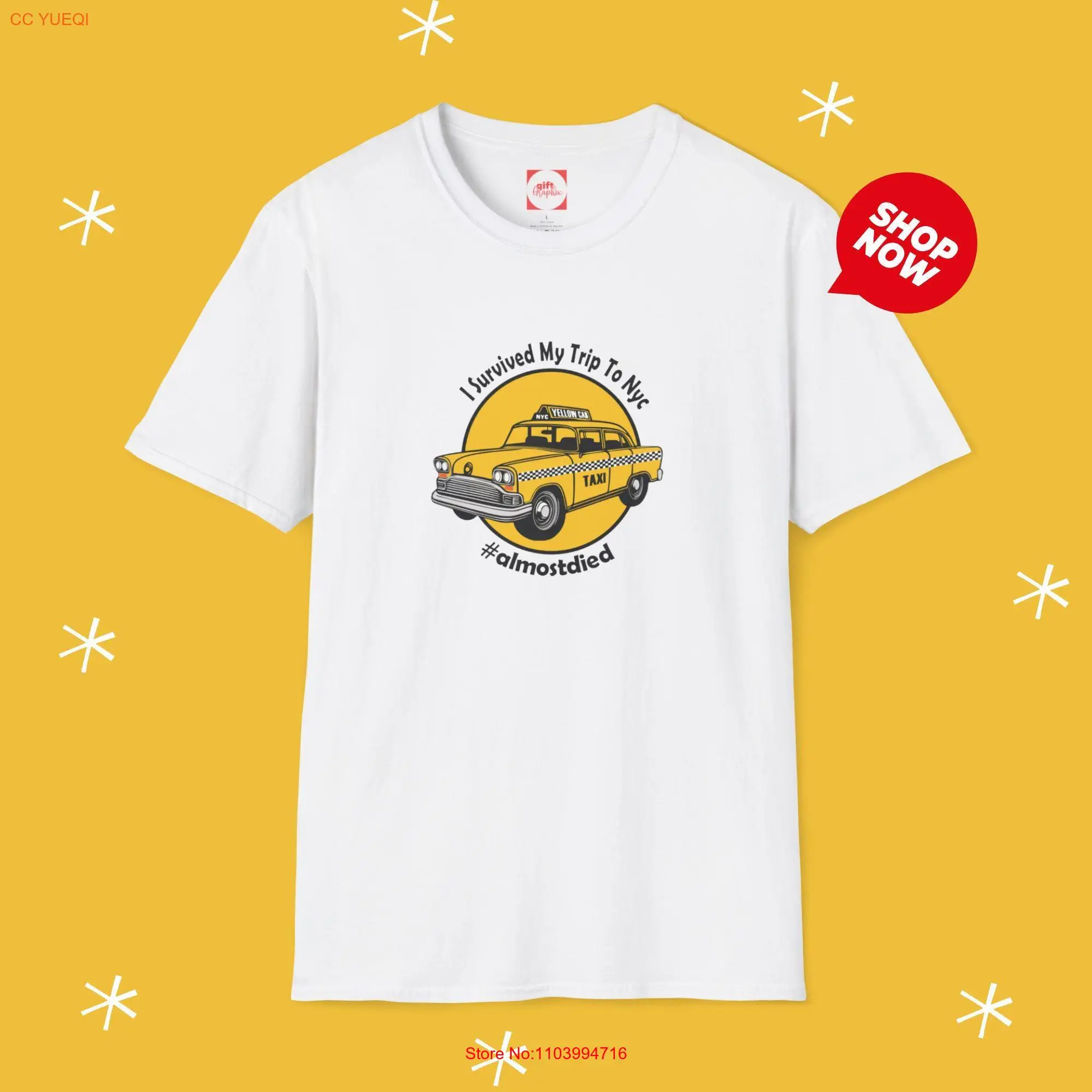 Футболка NYC Yellow Taxi Softstyle Funny I Survived Trip Gamer P212 Нью-Йоркский город мем музыкальный