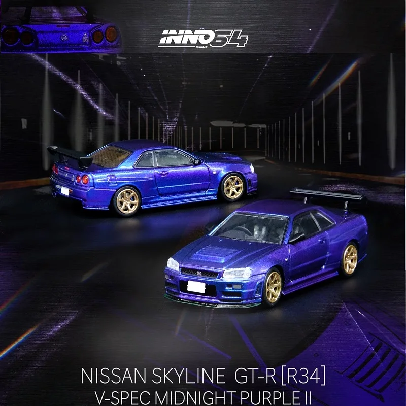 

INNO 1:64 NISSAN SKYLINE GT-R (R34) Midnight Purple II Diecast Model Car