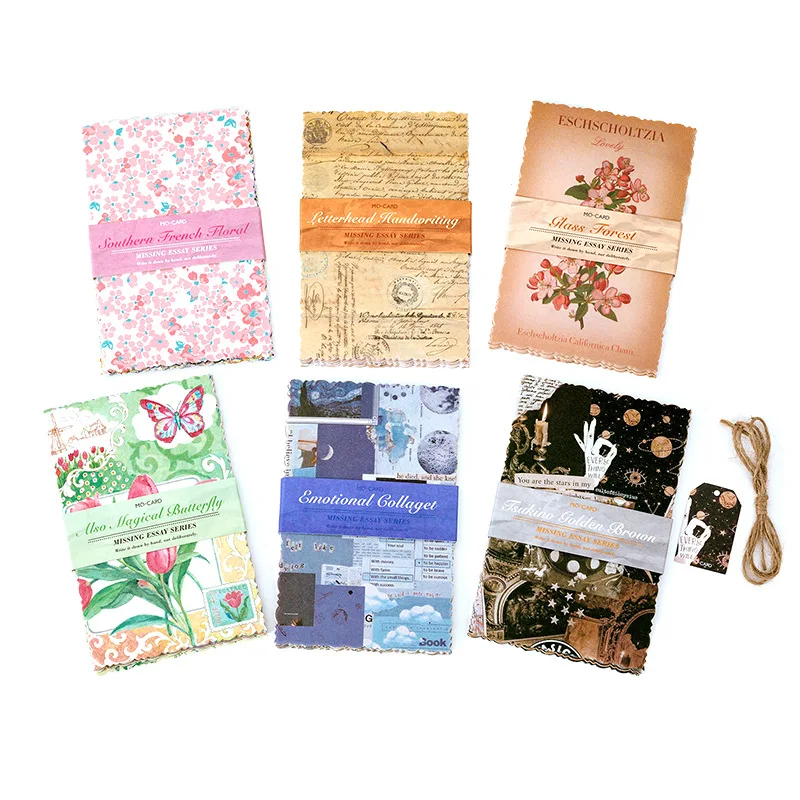 20Packs Wholesale Material Paper Missing Essay Series Retro Plant Lace Collage Hand Account Background Scrapbook Collection