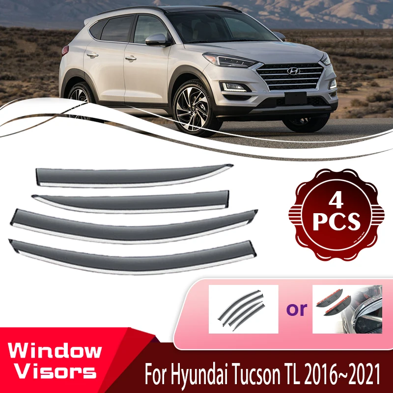 

Window Visors For Hyundai Tucson Tu-són TL MK3 2016~2021 Rain Proof Set Window Wind Deflectors Awnings Shelters Car Accessories