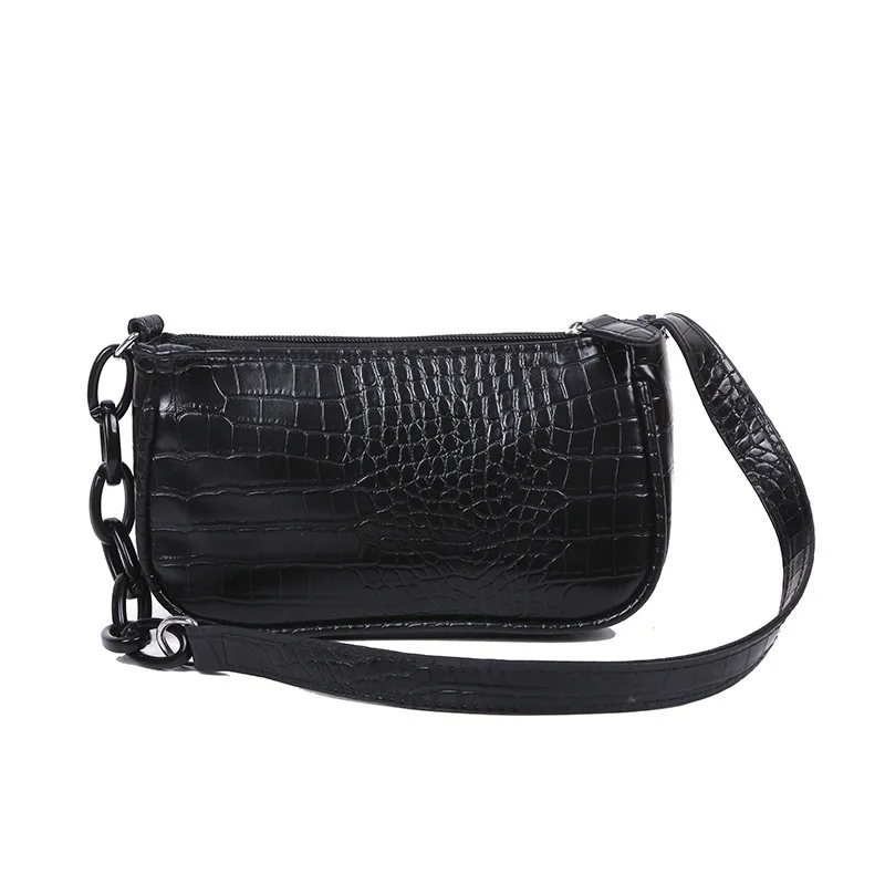 crocodile pattern womens shoulder bags pu leather underarm bag 2022 fashion elegant sling handbag zipper small square bag bolsa free global shipping
