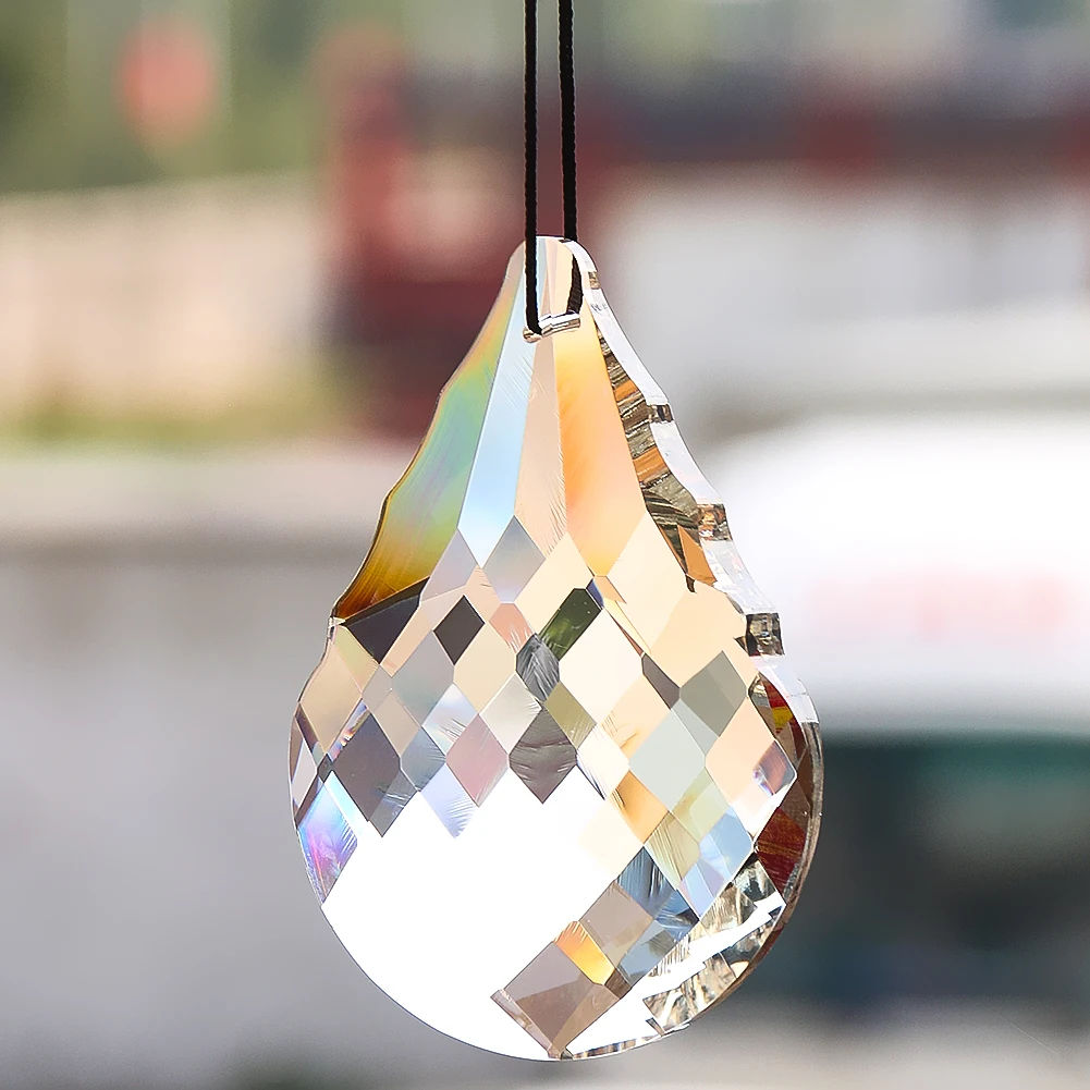 

75MM Sparkling Clear Calabash Gourd Grid Water Droplet Crystal Faceted Prism Glass Chandelier Streamer Dangle Pendant Suncatcher