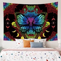 psychedelic butterfly skull moon skeleton tapestry moth gothic mandala bohemian wall hanging art room home aesthetic decoration