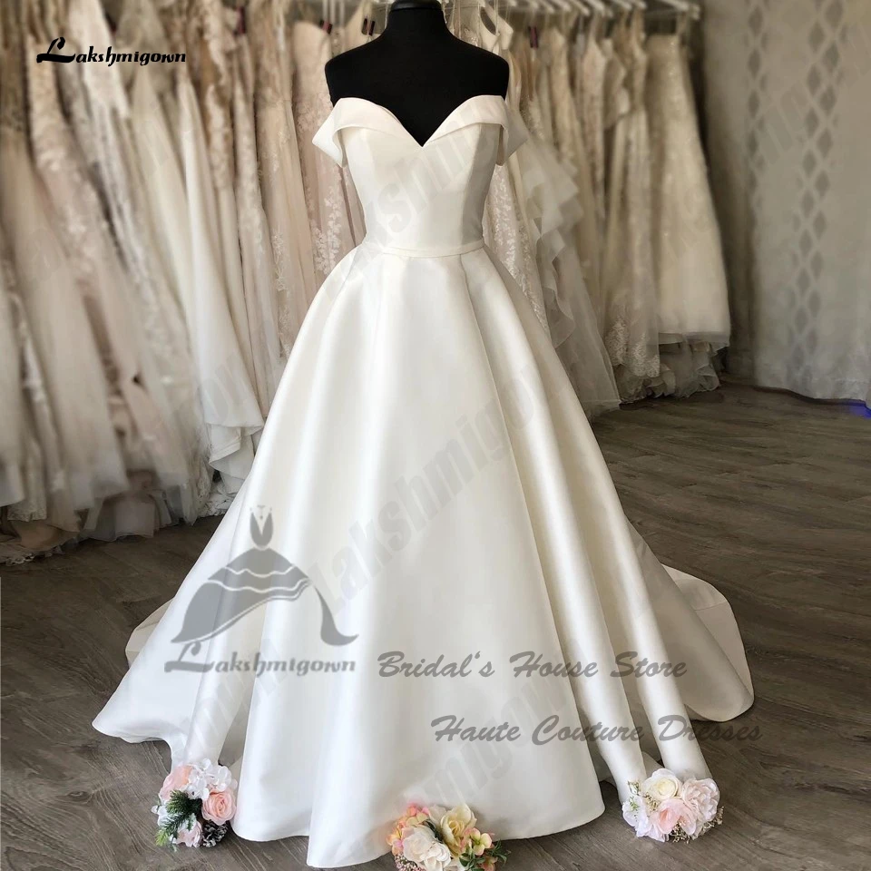 

Lakshmigown Simple Mikado Satin A Line Wedding Dresses For Women 2024 Abendkleider Sexy Bridal Receipt Party Gowns Off Shoulder