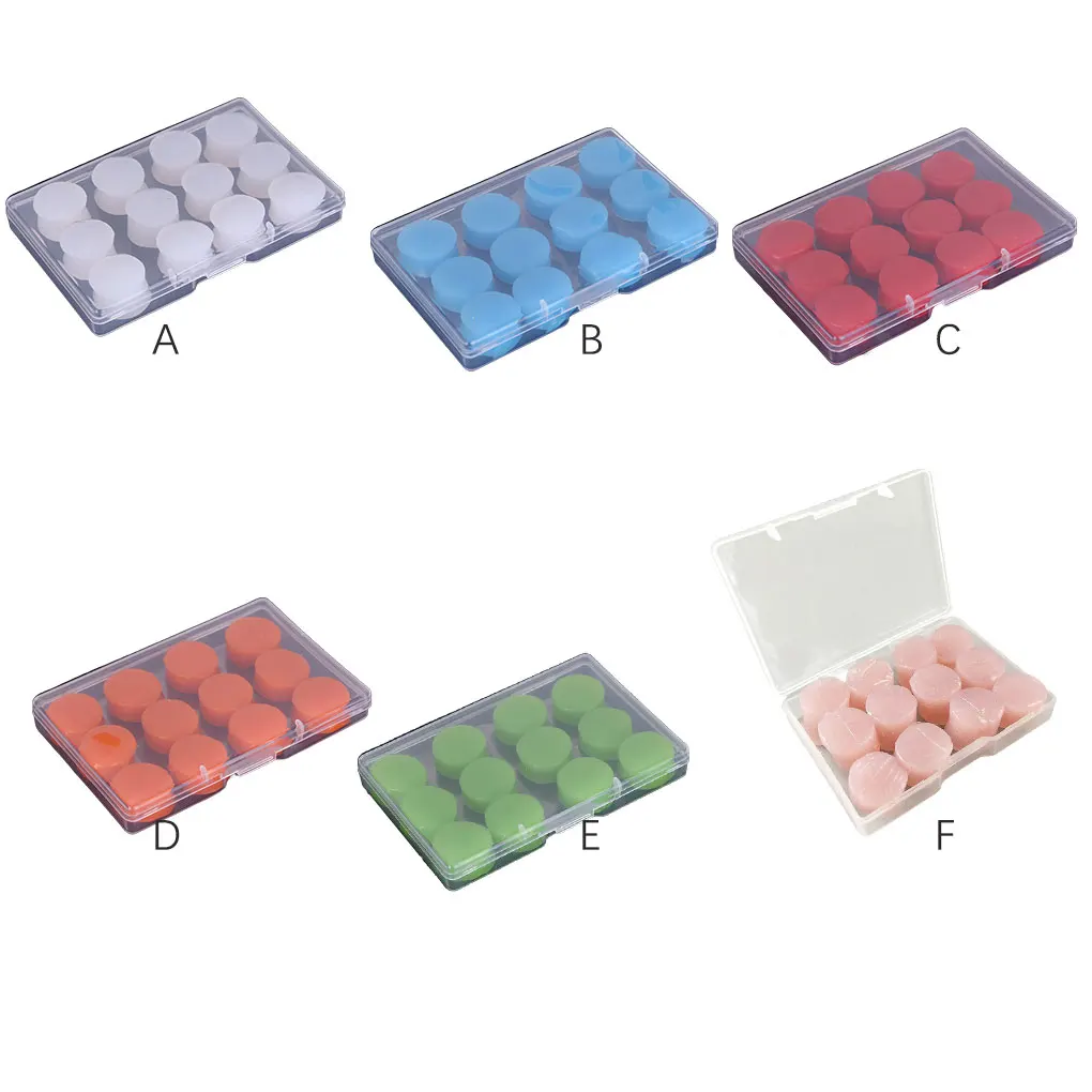 

12pcs Silicone Ear Plugs Simple Color Protective Gear Waterproof Swimming Bathing Soundproof Waterproof Earplug