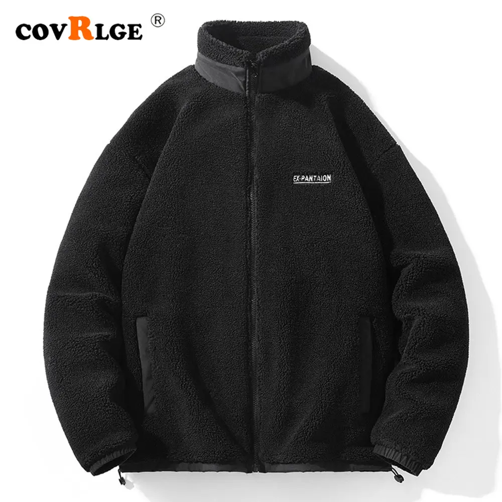 Covrlge Sale Winter Men's Coat Simple Stand Collar Windproof Lambswool Male Warm Solid Color Parka Men Clothes Streetwear MWM166